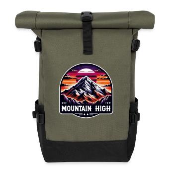 Mountain High - Berg Illustration - Roll Top Backpack - olive/black - Front