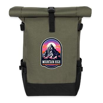 Mountain High - Berg Illustration - Roll Top Backpack - olive/black - Front