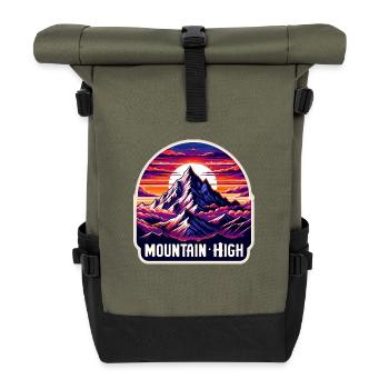 Mountain High - Berg Illustration - Roll Top Backpack - olive/black - Front