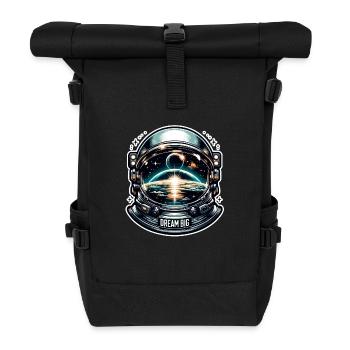 Dream Big - Astronaut Illustration - Rolltop Rucksack - Schwarz - Vorne