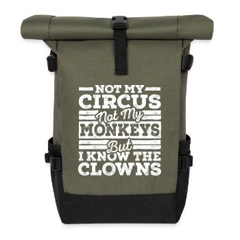 Not My Circus Not My Monkeys - Roll Top Backpack - olive/black - Front