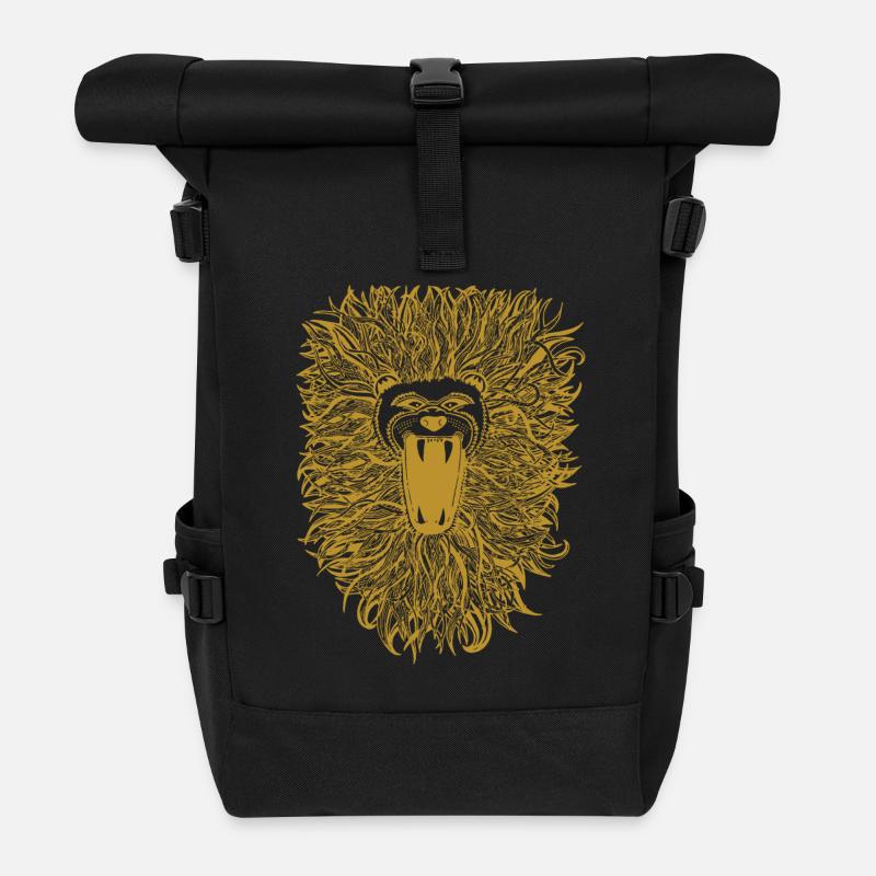 Goldene-Lion - Rolltop Rucksack - Schwarz
