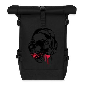 skull music vect by dk - Roll Top Backpack - black - Front