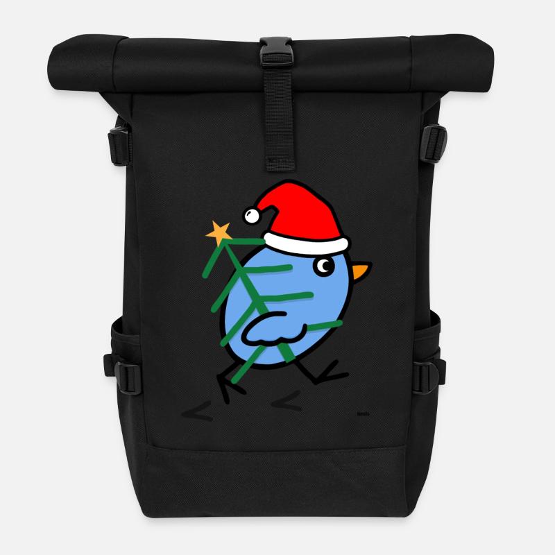 Vogel Weihnachten - Rolltop Rucksack - Schwarz
