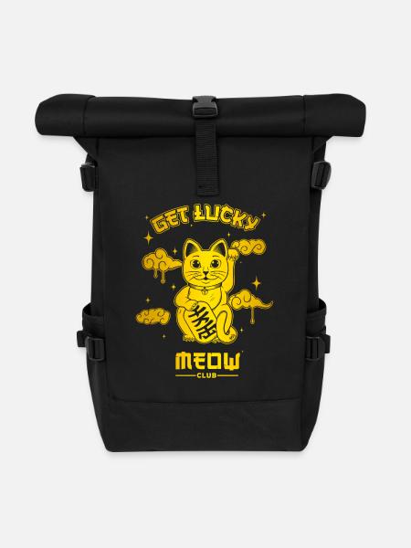 Glückskatze - Rolltop Rucksack - Schwarz