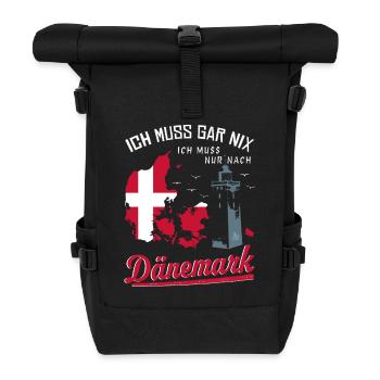 Dänemark - Ich muss gar nix - Rolltop Rucksack - Schwarz - Vorne