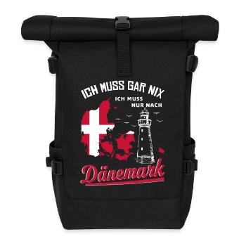 Dänemark - Ich muss gar nix - Rolltop Rucksack - Schwarz - Vorne