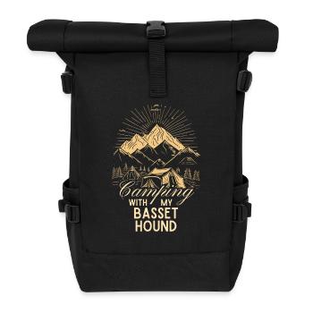 Basset Hound Camping Randonnée Plein air - Sac à dos roll top - noir - Devant