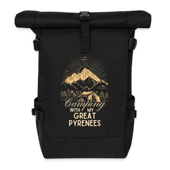 Pyrenäenberghund Zelten Wandern Outdoor - Rolltop Rucksack - Schwarz - Vorne
