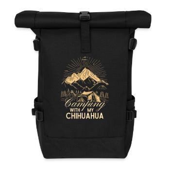 Chihuahua Camping Hiking Outdoor - Roll Top Backpack - black - Front