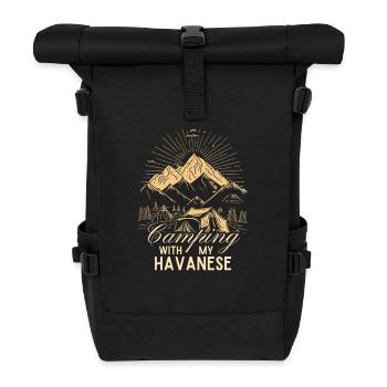 Havanese Camping Hiking Outdoor - Roll Top Backpack - black - Front
