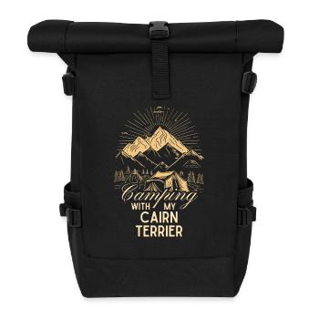 Cairn Terrier Camping Hiking Outdoor - Roll Top Backpack - black - Front