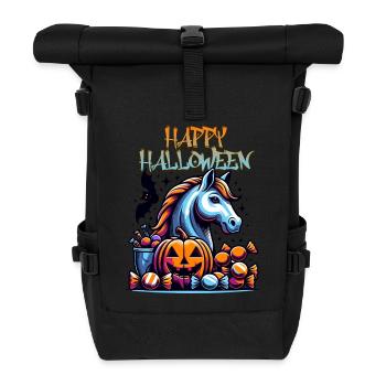 Cheval Halloween avec citrouille et bonbons - Sac à dos roll top - noir - Devant