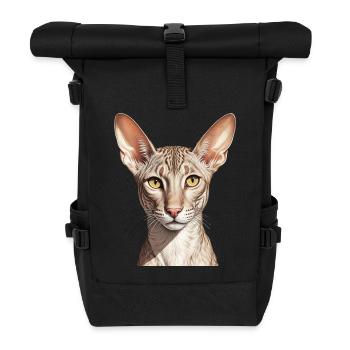 Coole orientalisch kurze Katze - Rolltop Rucksack - Schwarz - Vorne