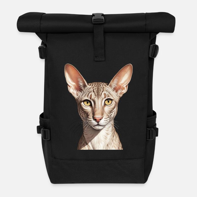 Coole orientalisch kurze Katze - Rolltop Rucksack - Schwarz