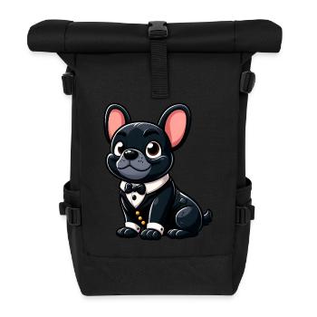 Chic French Bulldog - Roll Top Backpack - black - Front