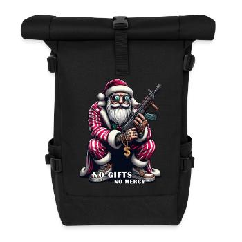 Weihnachtsmann in Russenhocke und lustigem Spruch - Rolltop Rucksack - Schwarz - Vorne