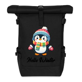 Penguin Comic Winter - Roll Top Backpack - black - Front