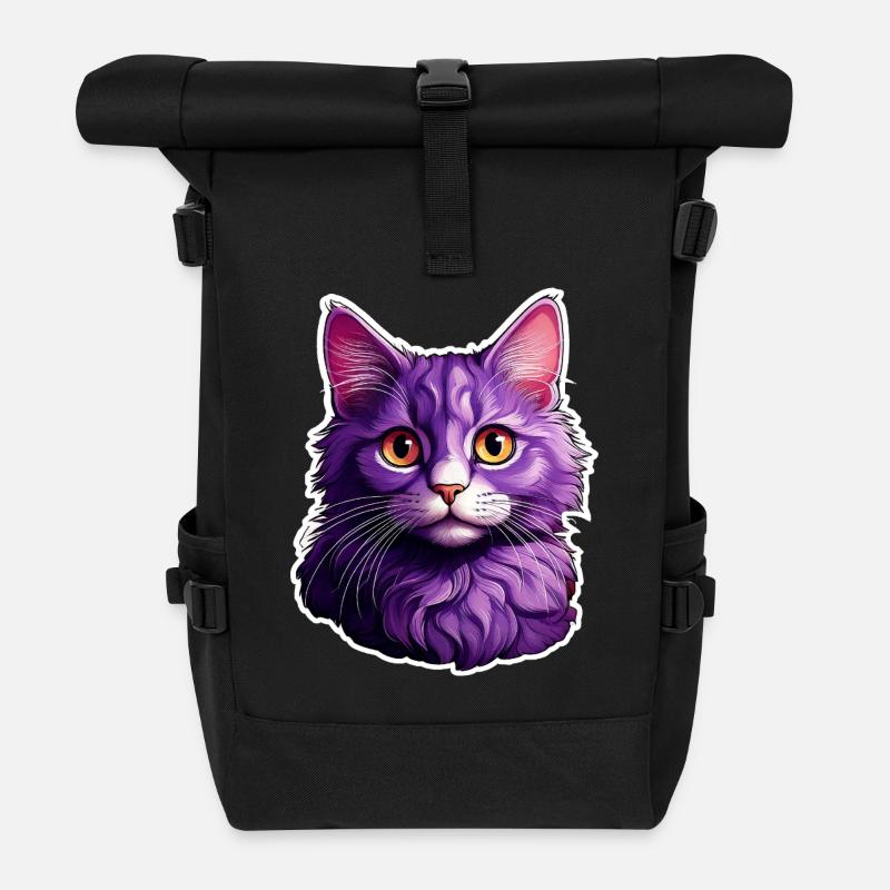 Katze modernes Design - Rolltop Rucksack - Schwarz