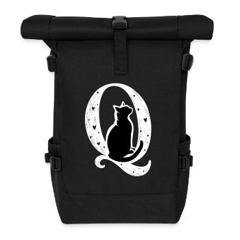 Buchstabe Q mit Katze - Rolltop Rucksack - Schwarz - Vorne