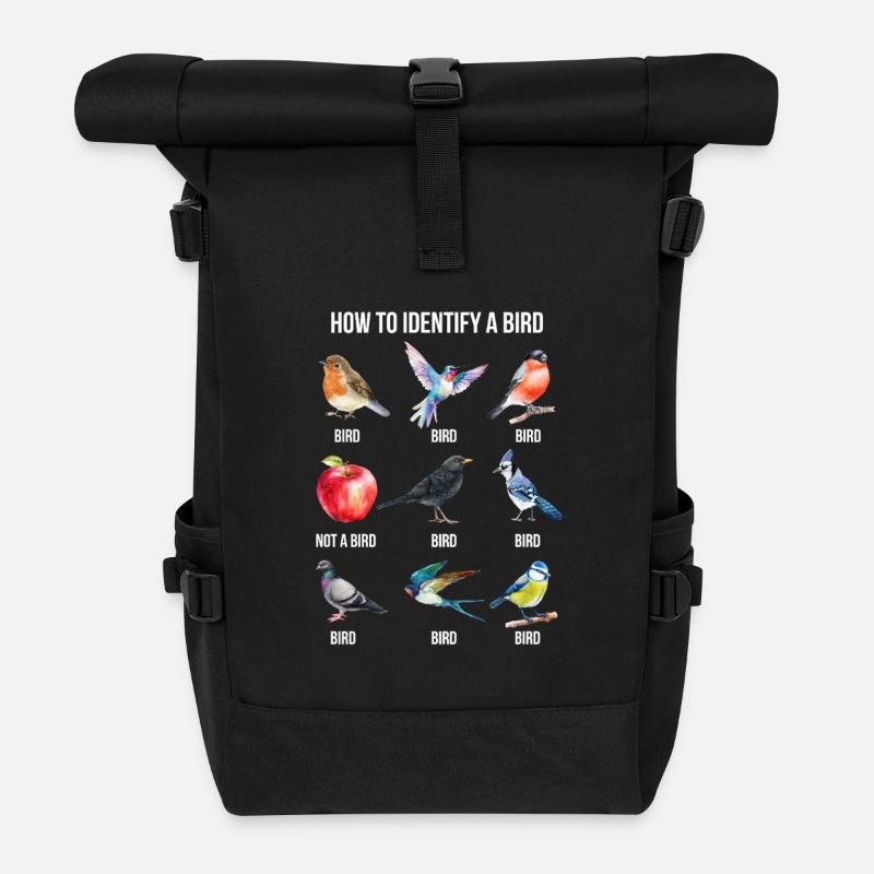 Lustiges Vogel Nerd Design How to Identify a Bird - Rolltop Rucksack - Schwarz