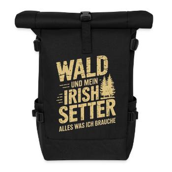 Wald und mein Irish Setter - Rolltop Rucksack - Schwarz - Vorne
