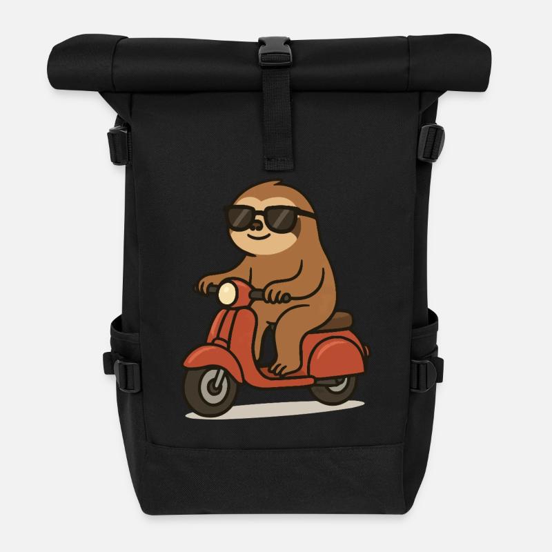 faultier comic moped - Rolltop Rucksack - Schwarz