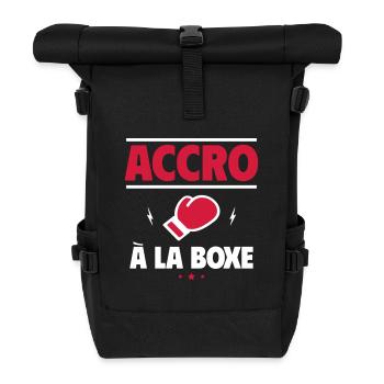 accro à la boxe boxeur - Sac à dos roll top - noir - Devant