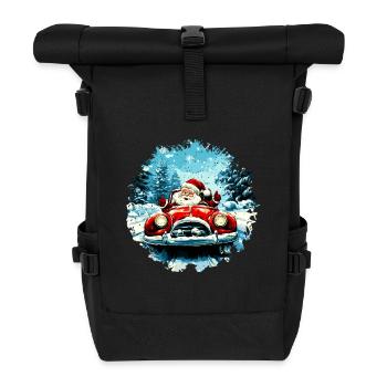 Autofahrer Weihnachten / Weihnachtsmann Autofahrer - Rolltop Rucksack - Schwarz - Vorne