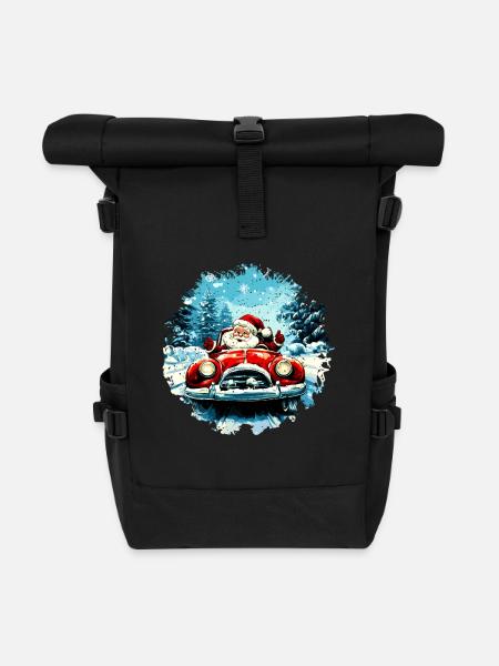 Autofahrer Weihnachten / Weihnachtsmann Autofahrer - Rolltop Rucksack - Schwarz