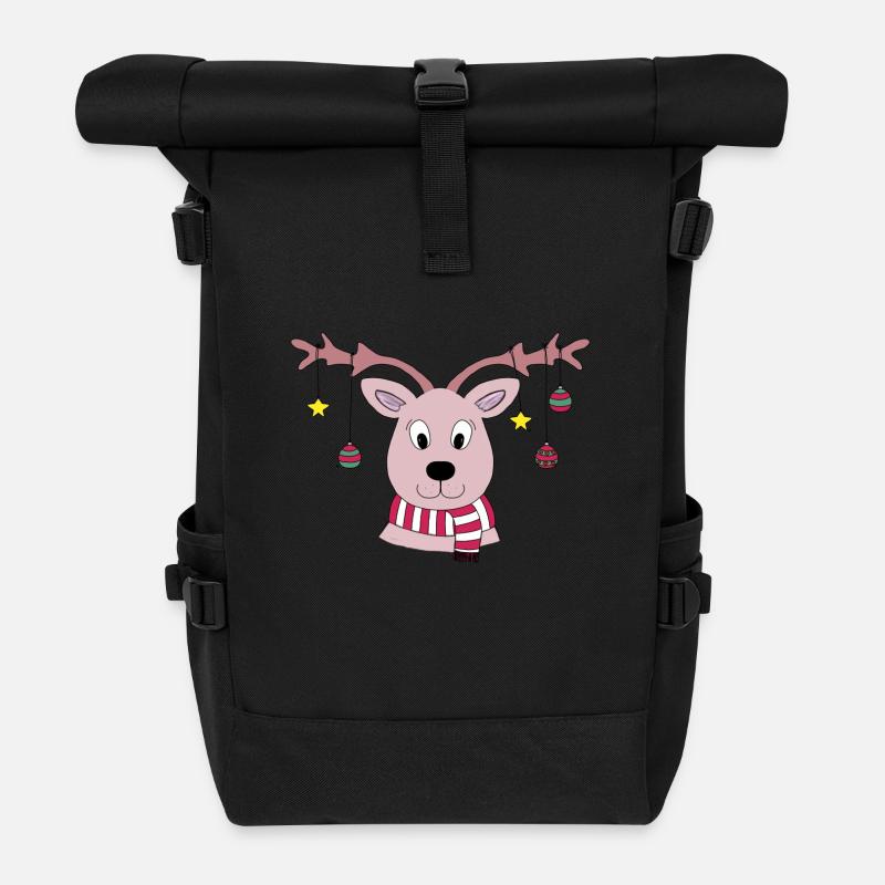 Rentier Weihnachten - Rolltop Rucksack - Schwarz