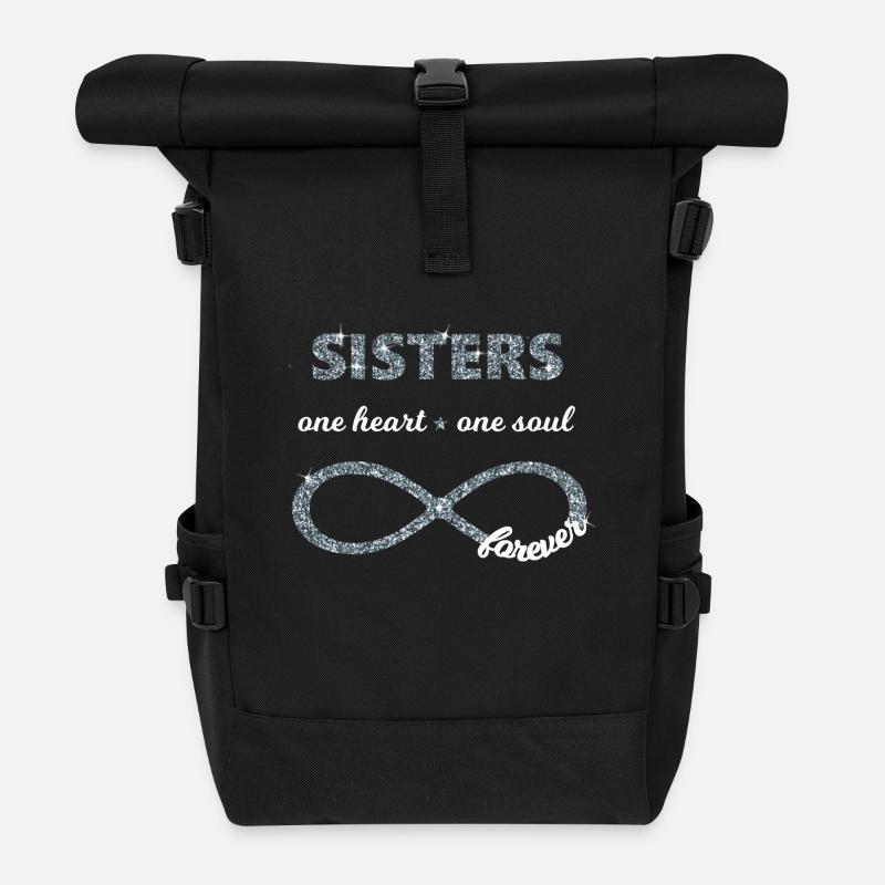 Sisters one heart one soul, Infinity Glitzer 8 BFF - Rolltop Rucksack - Schwarz