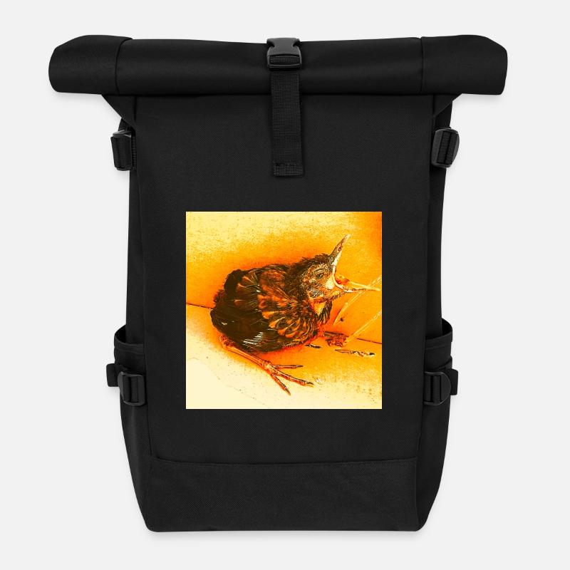 Hungrige Amsel - Rolltop Rucksack - Schwarz