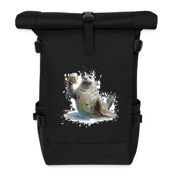 Robbe Bier Lustig - Rolltop Rucksack - Schwarz - Vorne