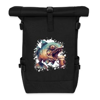 Piranha Fische Bier - Rolltop Rucksack - Schwarz - Vorne