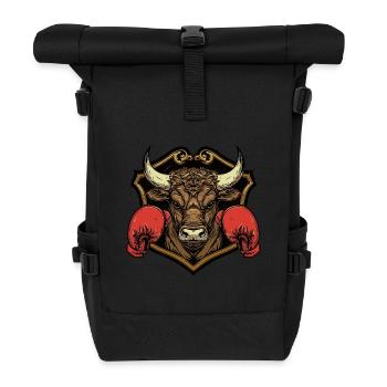 Bulle Stier Boxer MMA Logo - Rolltop Rucksack - Schwarz - Vorne