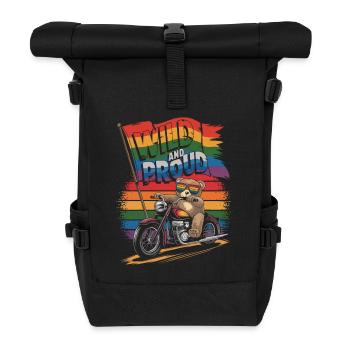 Teddy Bear Rides Moto LGBTQ Bannière Arc-en-ciel - Sac à dos roll top - noir - Devant