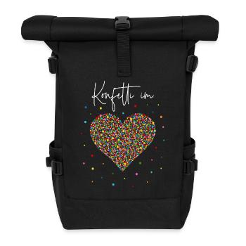 Konfetti im Herzen - Rolltop Rucksack - Schwarz - Vorne