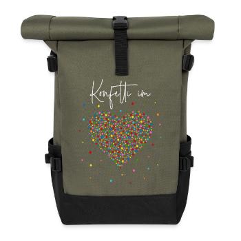Konfetti im Herzen - Rolltop Rucksack - Olive/Schwarz - Vorne