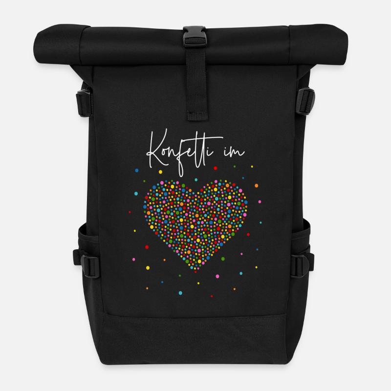 Konfetti im Herzen - Rolltop Rucksack - Schwarz