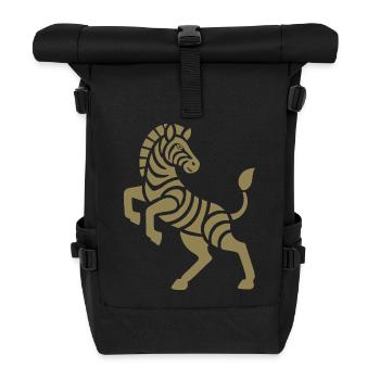 Zebra Silhouette Kunststück Minimal Design - Rolltop Rucksack - Schwarz - Vorne