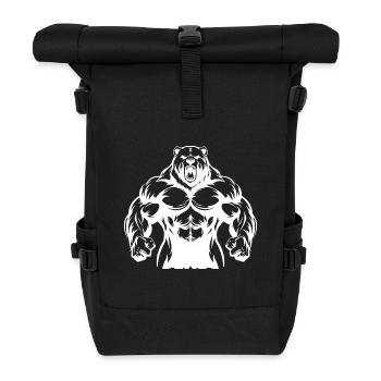 Bear Grizzly Gym Muscles Bodybuilding - Roll Top Backpack - black - Front