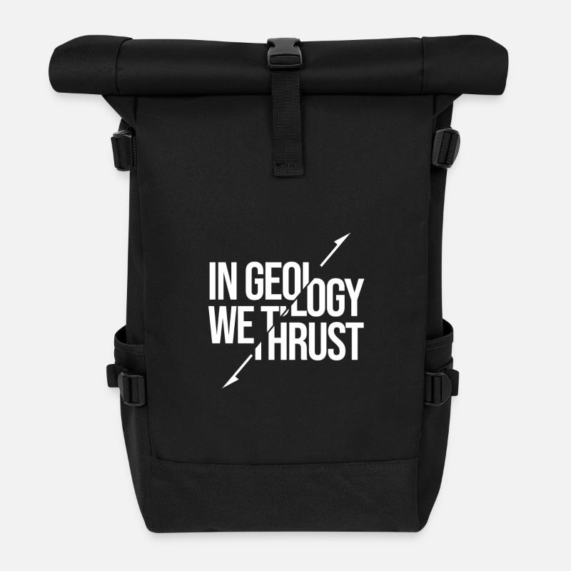In Geology We Trust - Roll Top Backpack - black