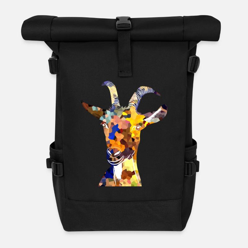 Die bunte Ziege ist da... - Rolltop Rucksack - Schwarz