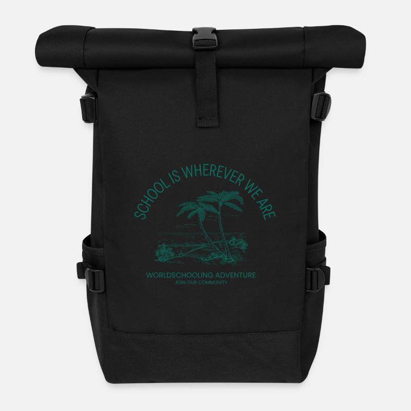 Worldschooling-Abenteuer - Rolltop Rucksack - Schwarz