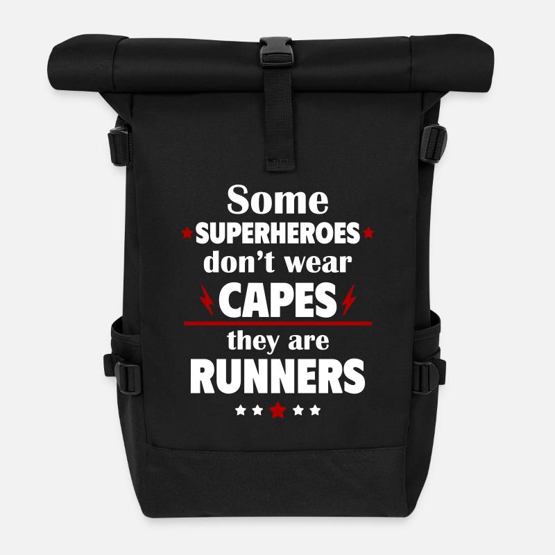Some heroes don't wear capes, runners - Roll Top Backpack - black