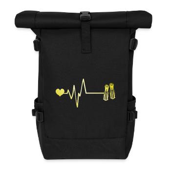 Diving fins pulse heart - Roll Top Backpack - black - Front