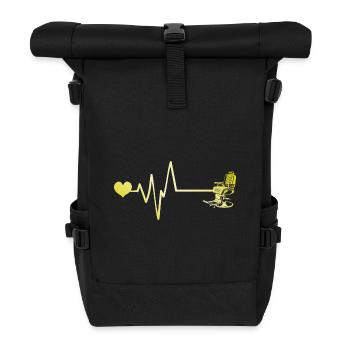 Barber Stuhl Puls Herz Liebe - Rolltop Rucksack - Schwarz - Vorne