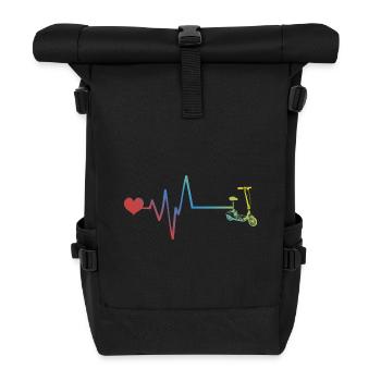 E-roller Puls Herzschlag E Scooter - Rolltop Rucksack - Schwarz - Vorne