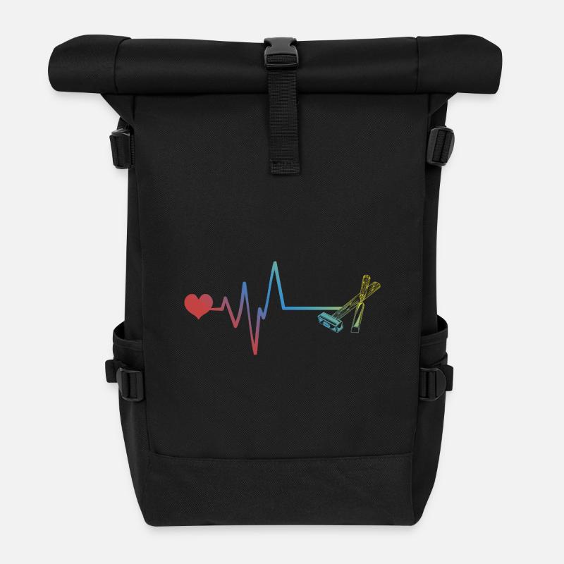 Hammer Werkzeug Puls Herzschlag - Rolltop Rucksack - Schwarz